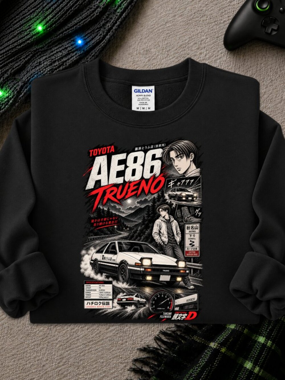 Initial D Takumi AE86 Sweatshirt Adult Unisex Graphic Crewneck Anime Car Racing